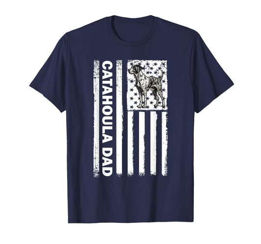 Mens American USA Flag 4th July Catahoula Leopard Dog T-Shirt