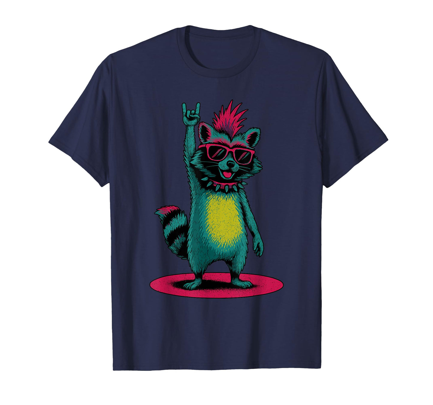 Raccoon Punk Rock and Roll Men Kids Women Funny Raccoon T-Shirt