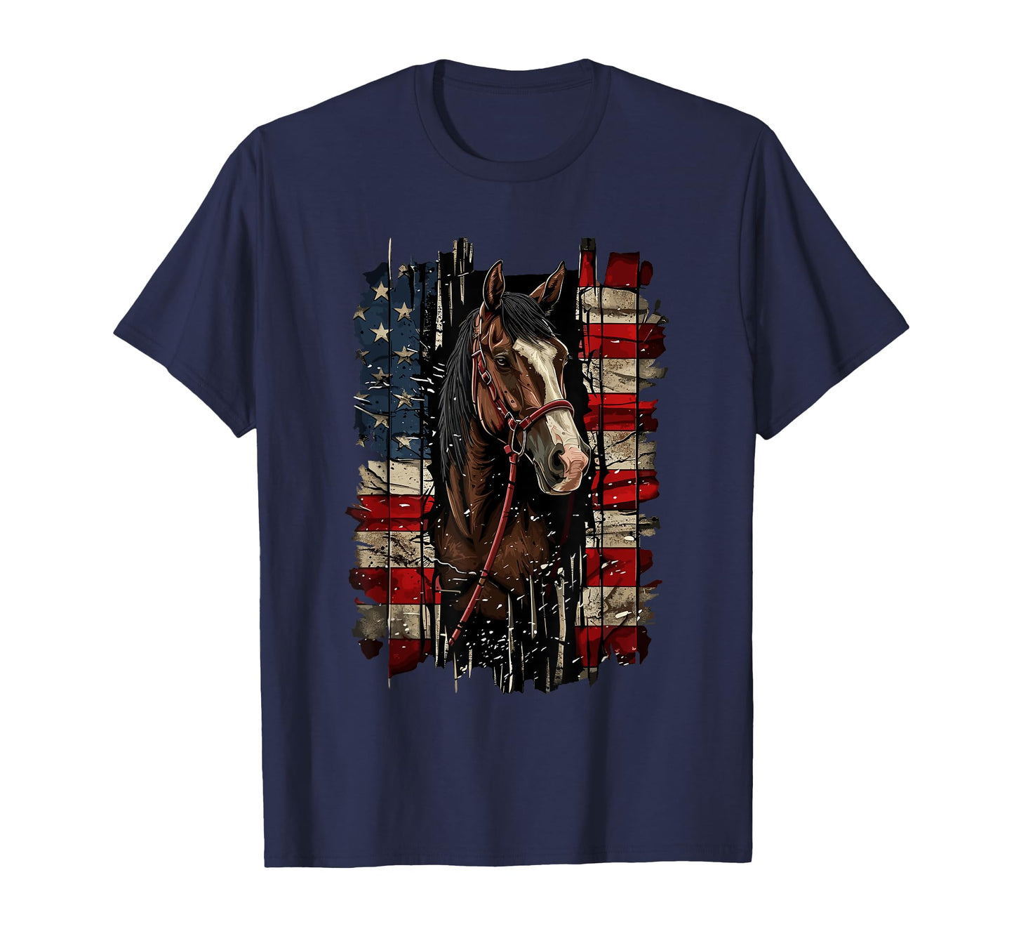 Horse Patriotic Equestrian 4th Of July USA American Flag Women Men T-Shirt