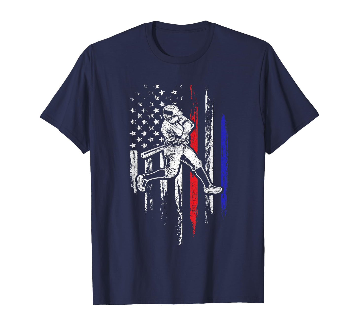 Baseball American Flag Batter Hitting USA 4th of July Gift T-Shirt