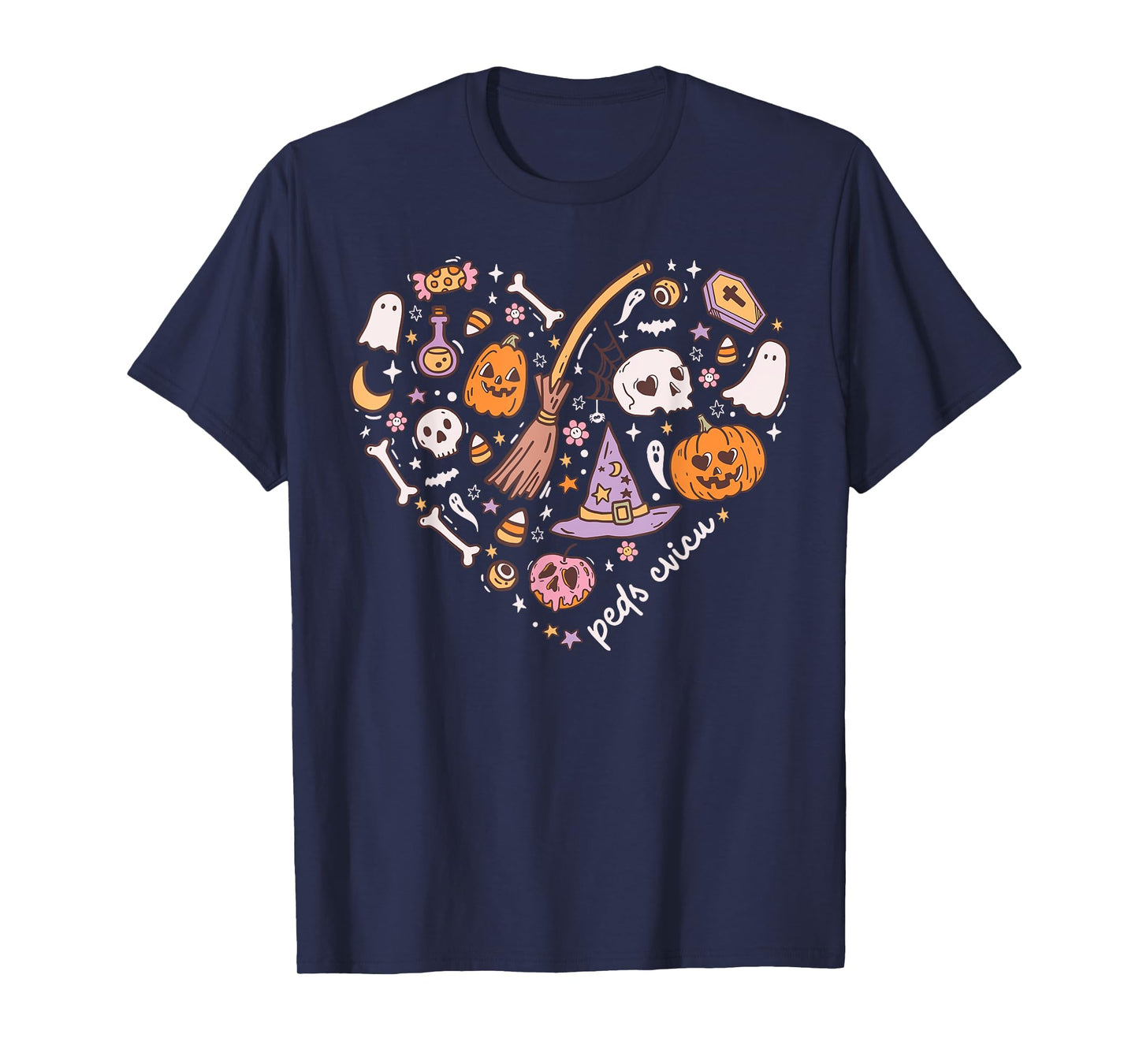 Cute PEDS CVICU Heart Halloween Pediatric Cardiac ICU Nurse T-Shirt
