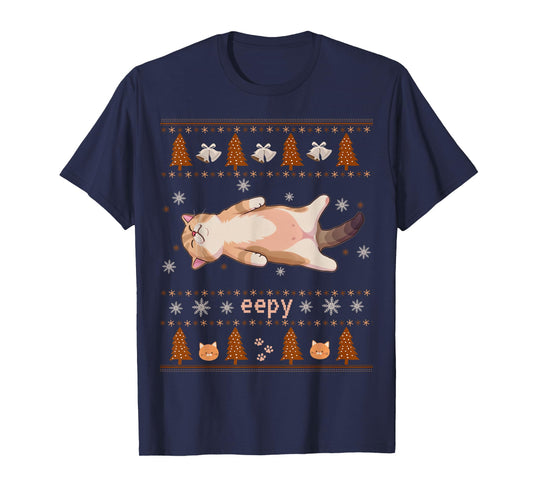 Christmas Eepy Cat Meme Silly Festive Cozy Sleepy Humor T-Shirt
