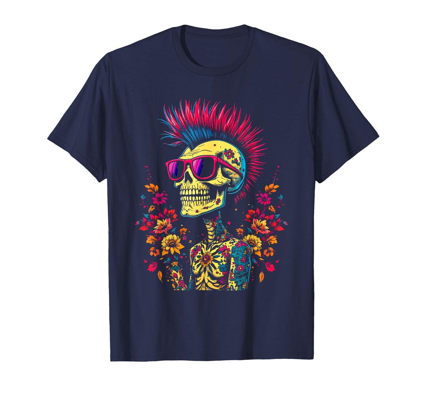 Funny Skeleton Punk Rock Mohawk Rocker for Toddlers Boy Kids T-Shirt
