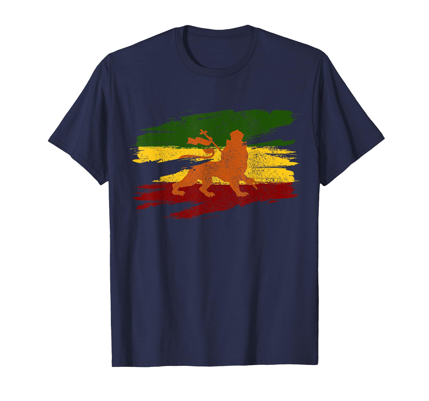 Lion Of Judah Ethiopian Flag Cross Rasta Rastafari Gift T-Shirt