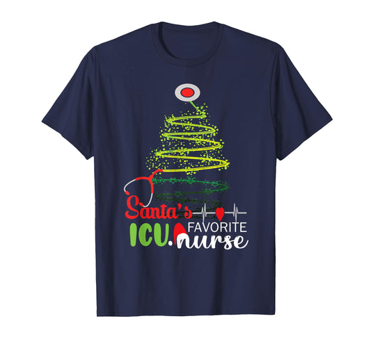 Christmas Party Intensive Care Santa's Favorite ICU Nurse T-Shirt