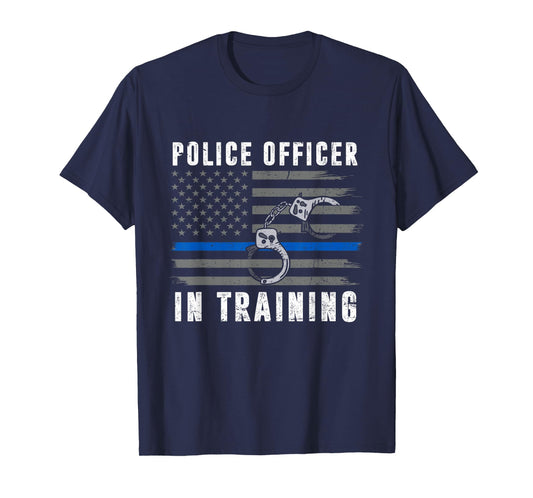 Police Officer In Training Thin Blue Line Flag American USA T-Shirt