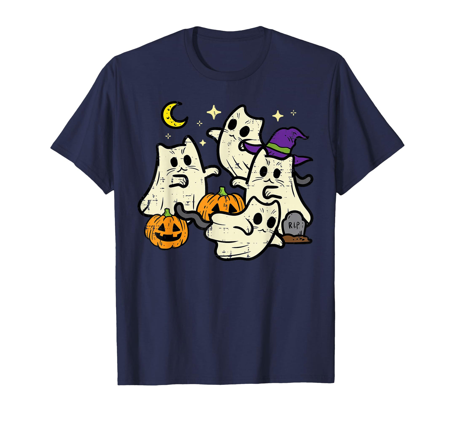 Halloween Black Cats Ghosts Costume Women Girls Kids Toddler T-Shirt