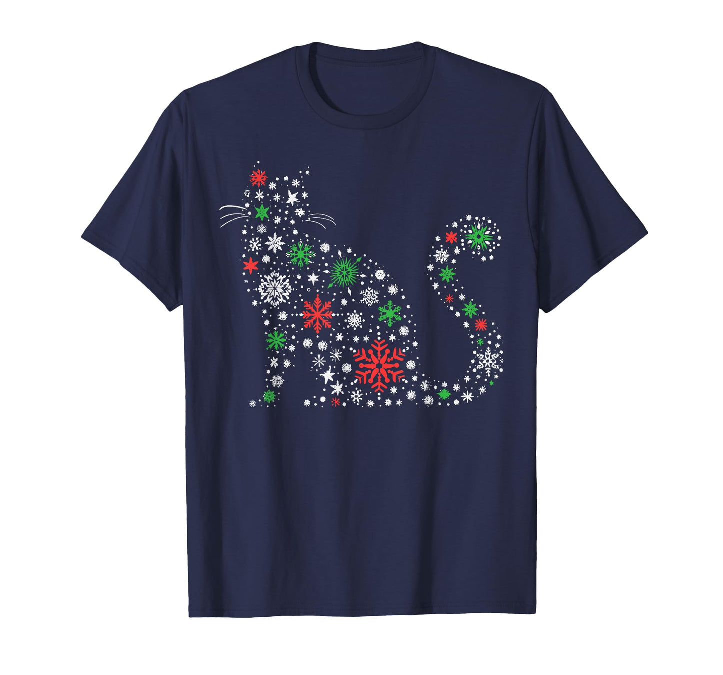 Christmas Cat Silhouette Snowflakes Xmas Women Girls Kids T-Shirt