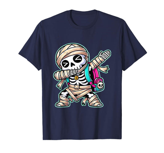 Funny Dabbing Skeleton Dab Costumes Spooky Halloween Mummy T-Shirt