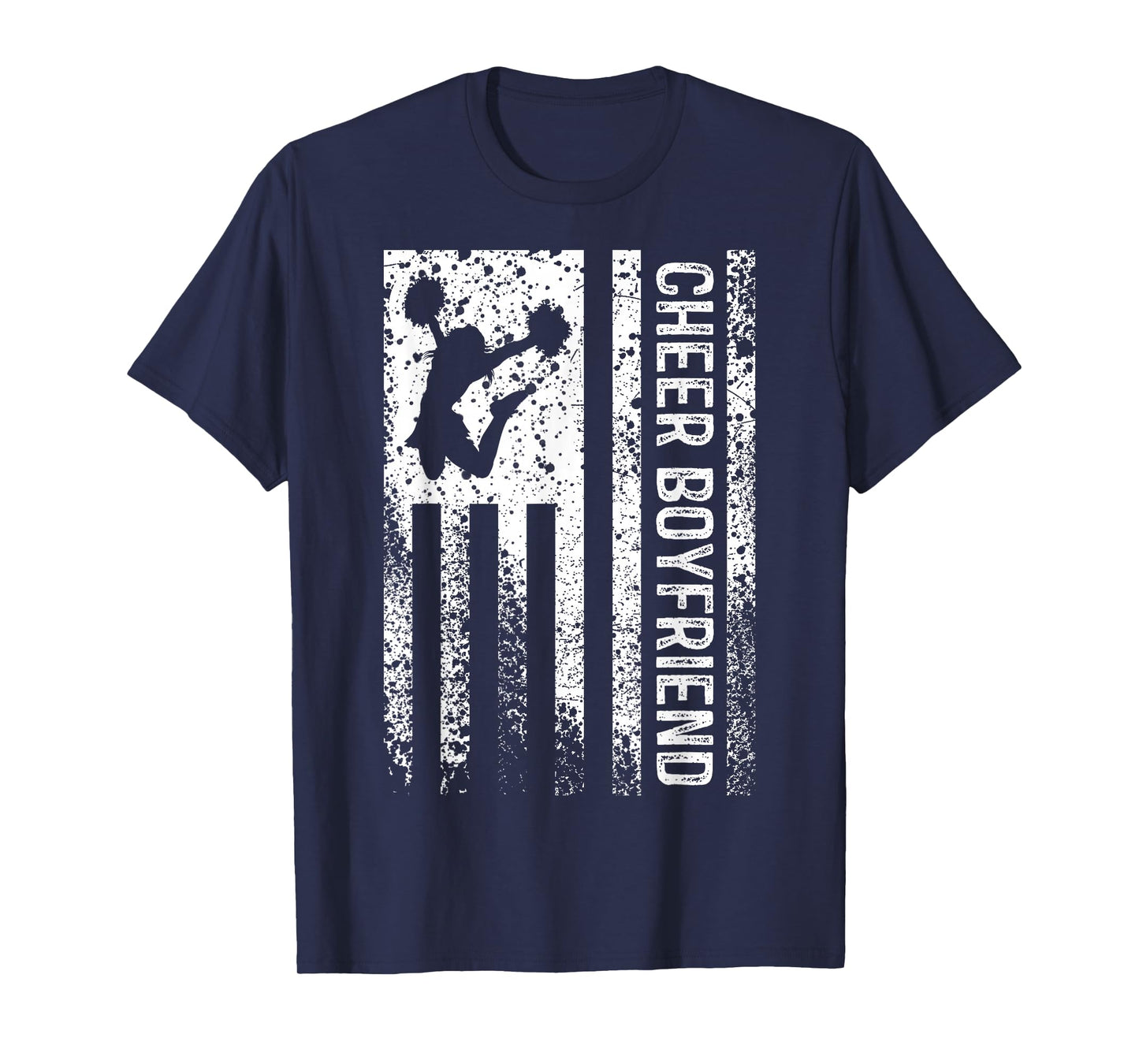Cheer Boyfriend Vintage American Flag BF Cheerleader Squad T-Shirt