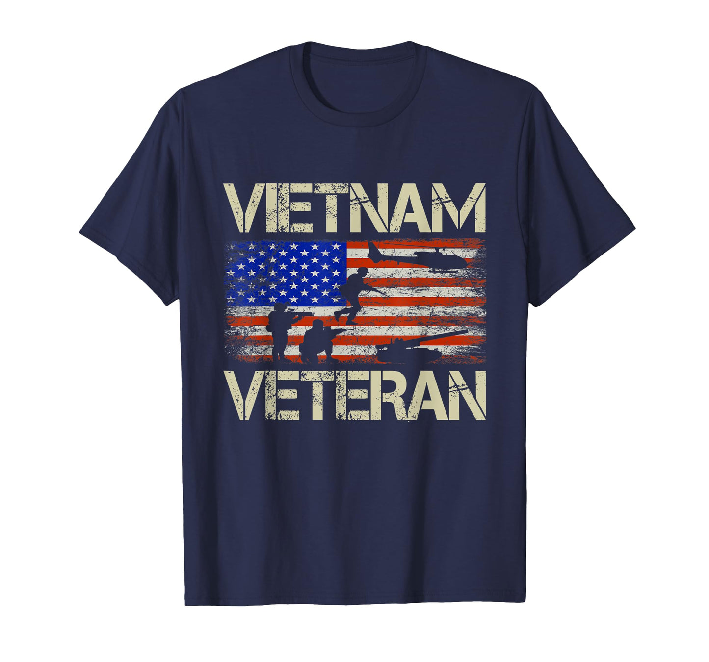 Vietnam Veteran American Flag Retro Vintage Fathers Day Women Men T-Shirt
