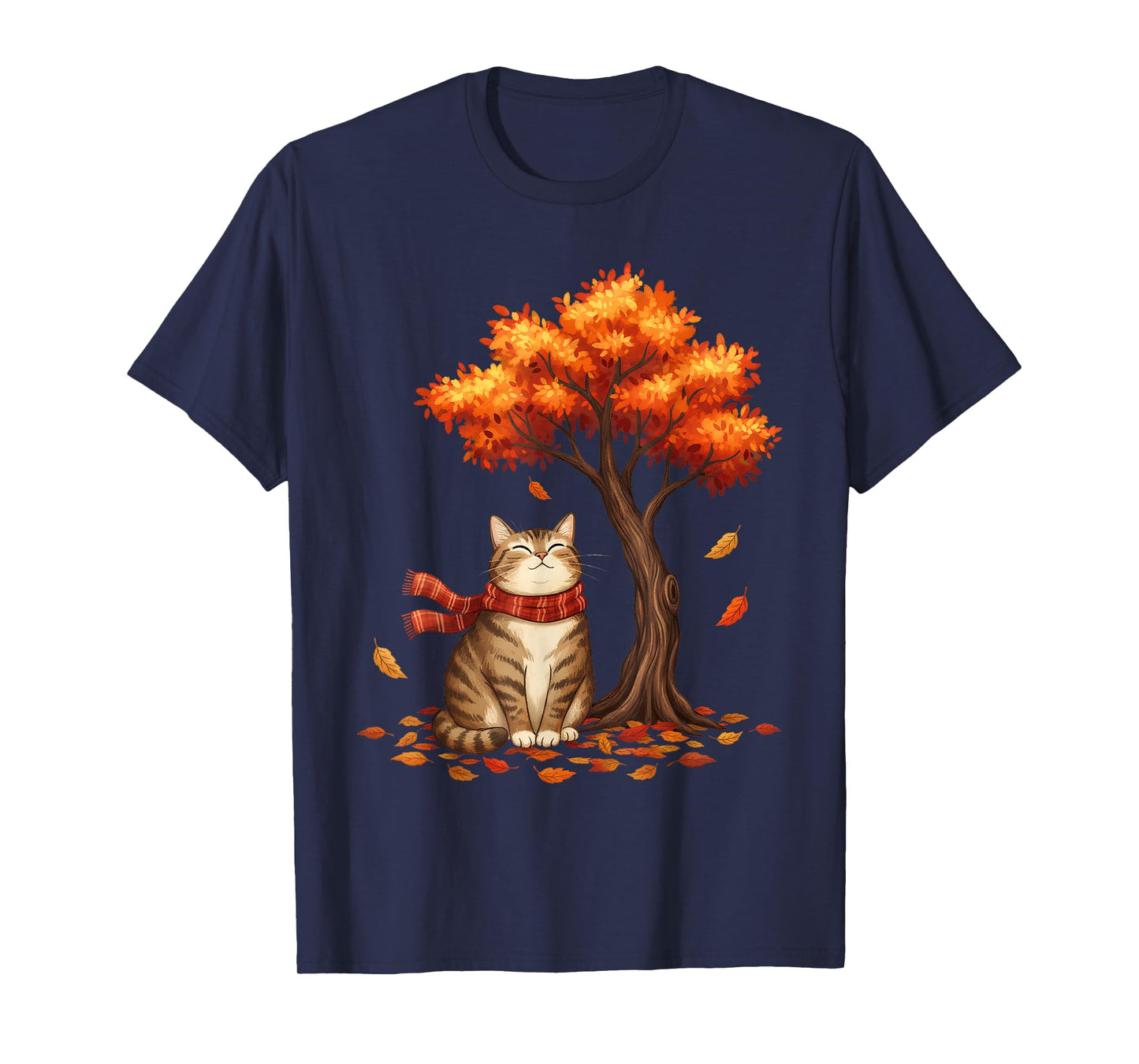 Cute Cat Leaf Thanksgiving Fall Autumn Kitty Meow Costume T-Shirt