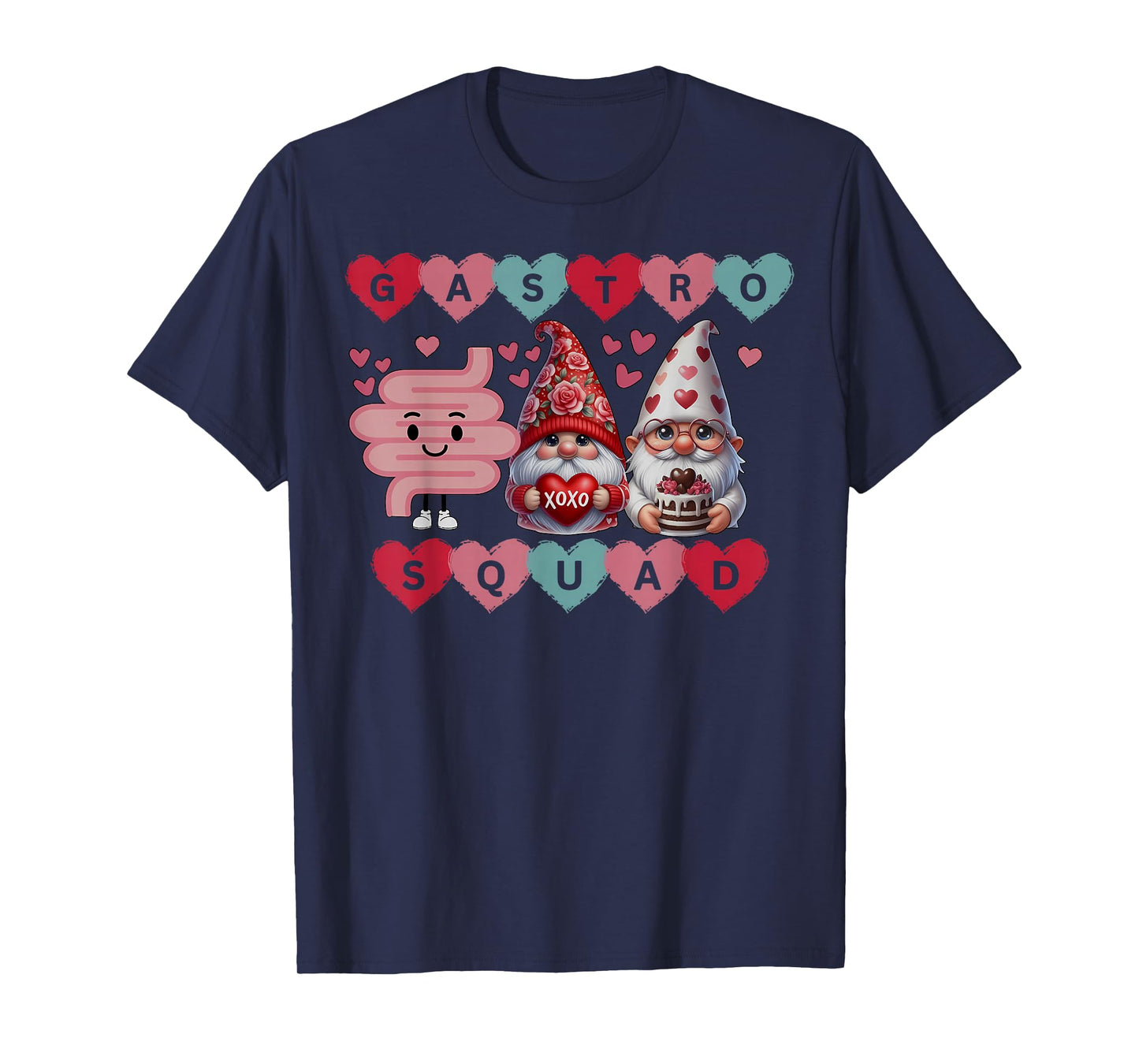 Cute Heart Gnomes Gastro Squad Valentines Endoscopy Nurse. T-Shirt