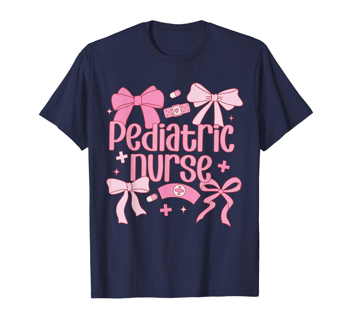 Cute Pink Coquette Bow Pediatric Nurse T-Shirt