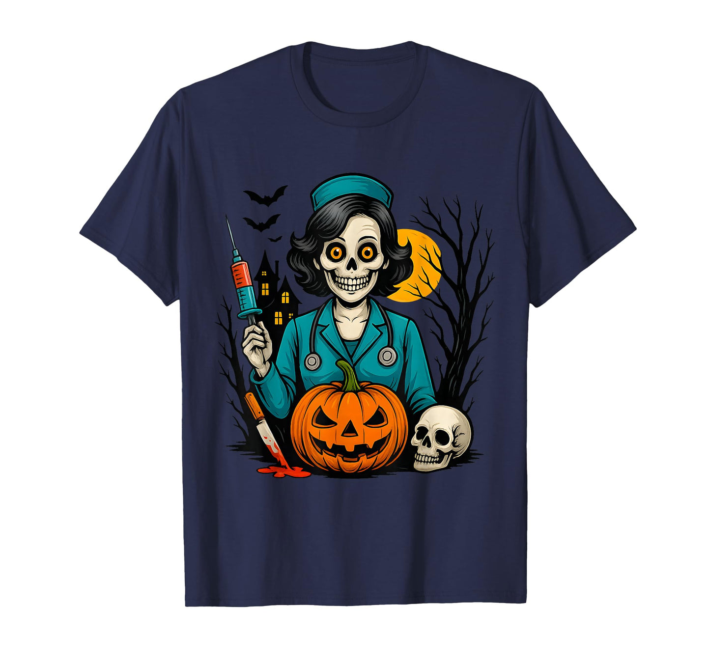 Creepy Skeleton Nurse Halloween Costume for Horror Fans T-Shirt
