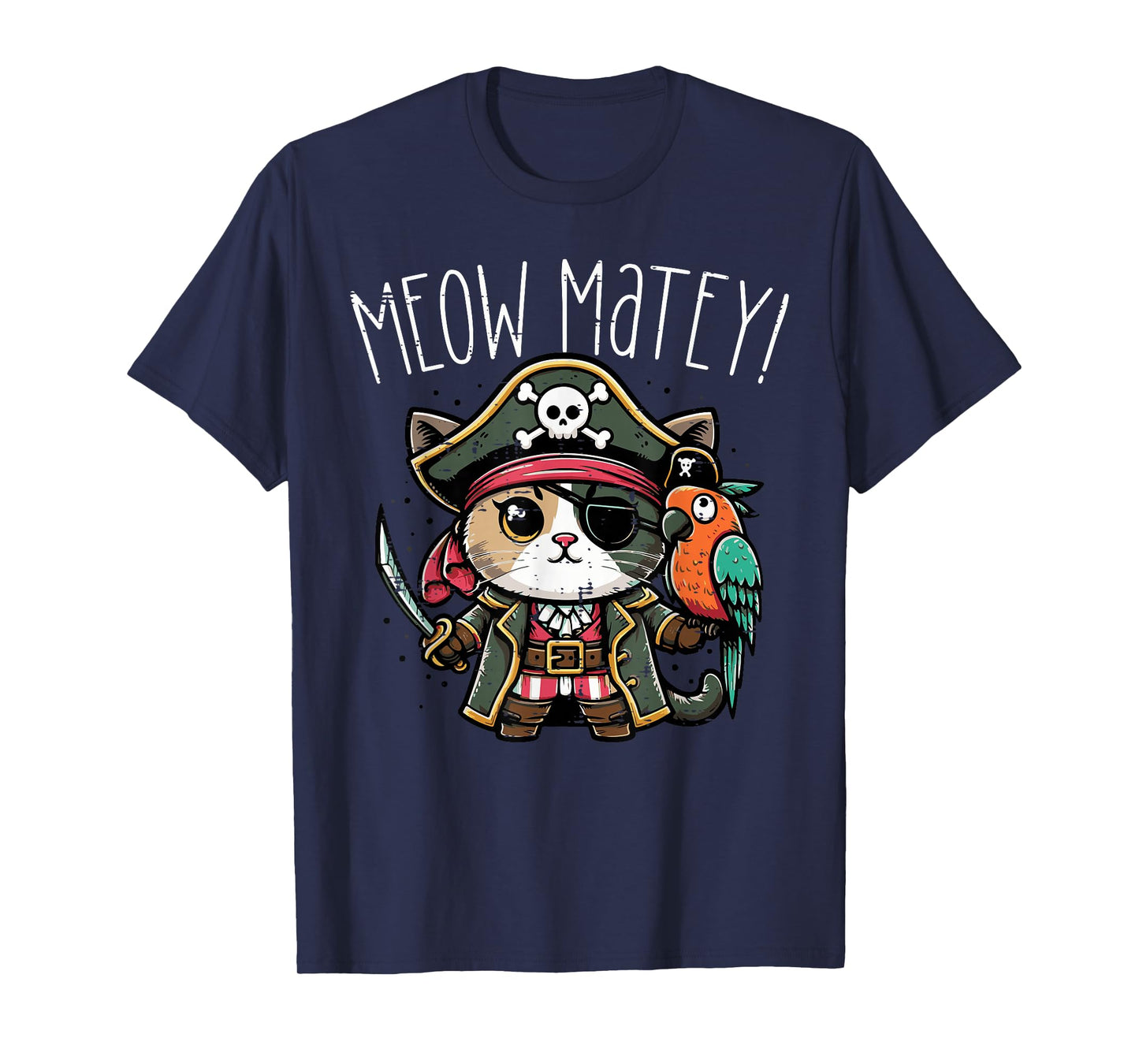 Pirate Cat Meow Matey Cute Kitten Kitty Girls Kids Women T-Shirt