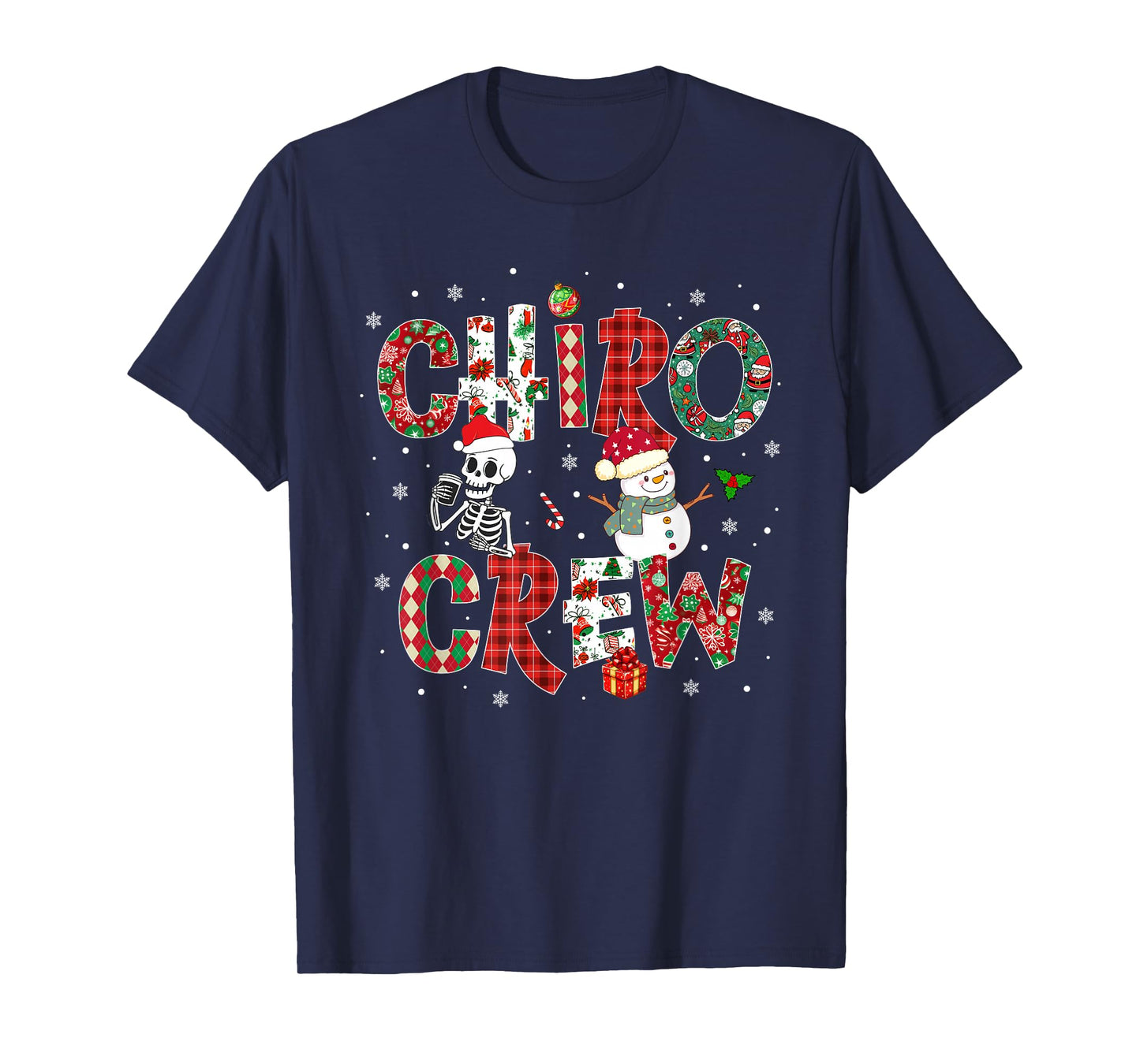 Chiro Crew Coquette Bow Skeleton Chiropractic Christmas T-Shirt