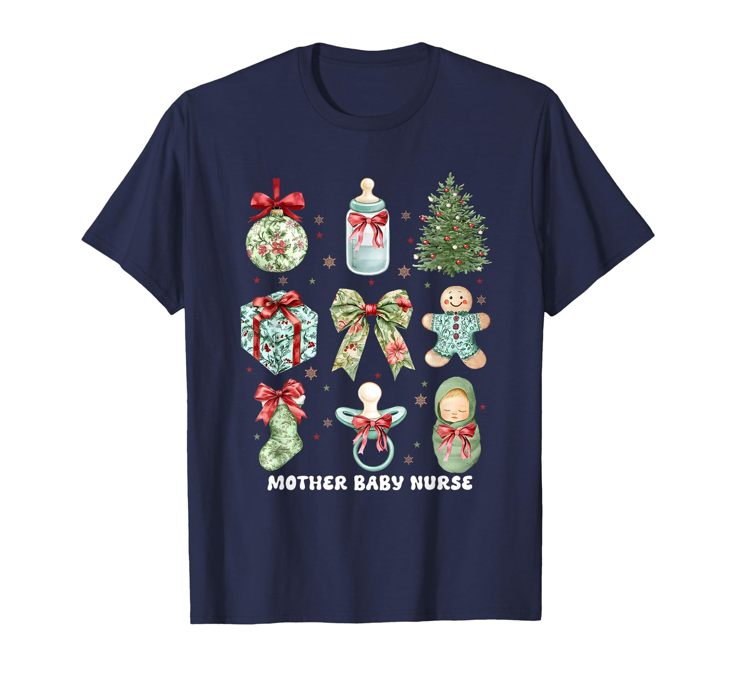 Coquette Christmas Mother Baby Nurse Postpartum Nurse Squad T-Shirt