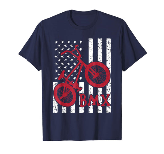 American Flag BMX Bike Funny Patriotic Biking Fan Rider Gift T-Shirt