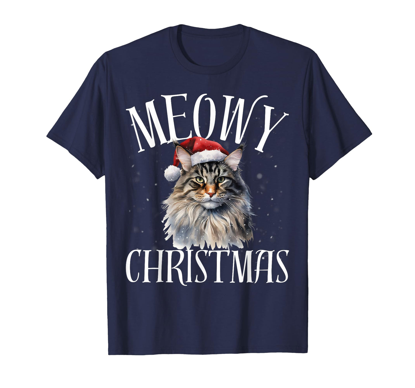 Funny Meowy Christmas Maine Coon Cat Merry Xmas Holiday T-Shirt