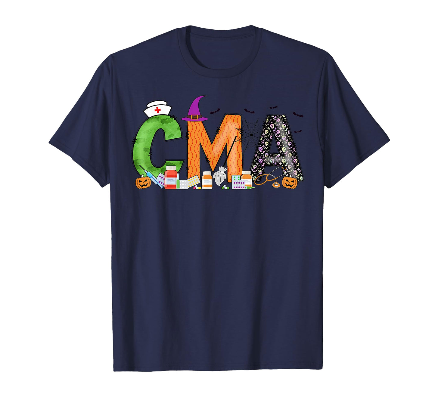 Certified Medical Assistants CMA Witch Nurse Skull Halloween T-Shirt