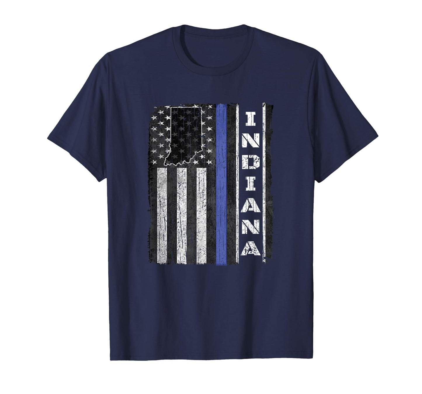 Indiana Thin Blue Line Police Week TShirt USA Flag Gift Cop T-Shirt