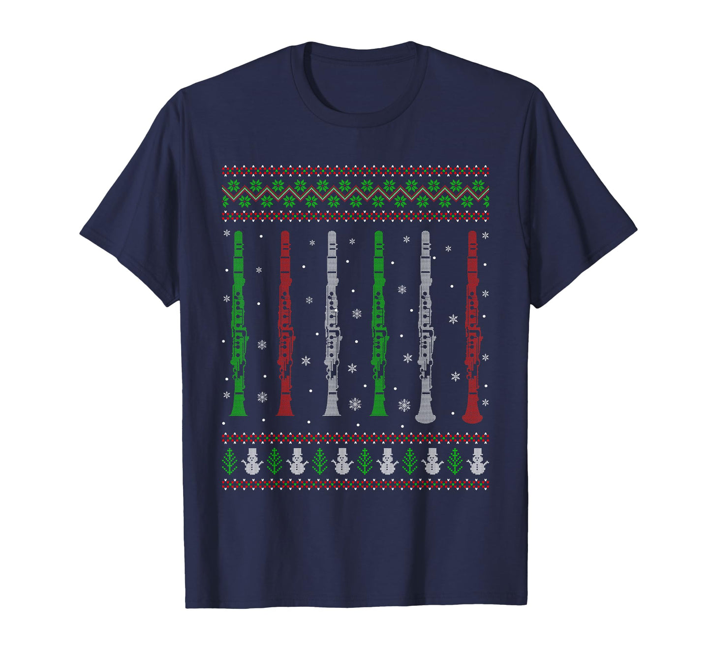 Clarinet Ugly Christmas Sweaters Marching Band Clarinet Xmas T-Shirt