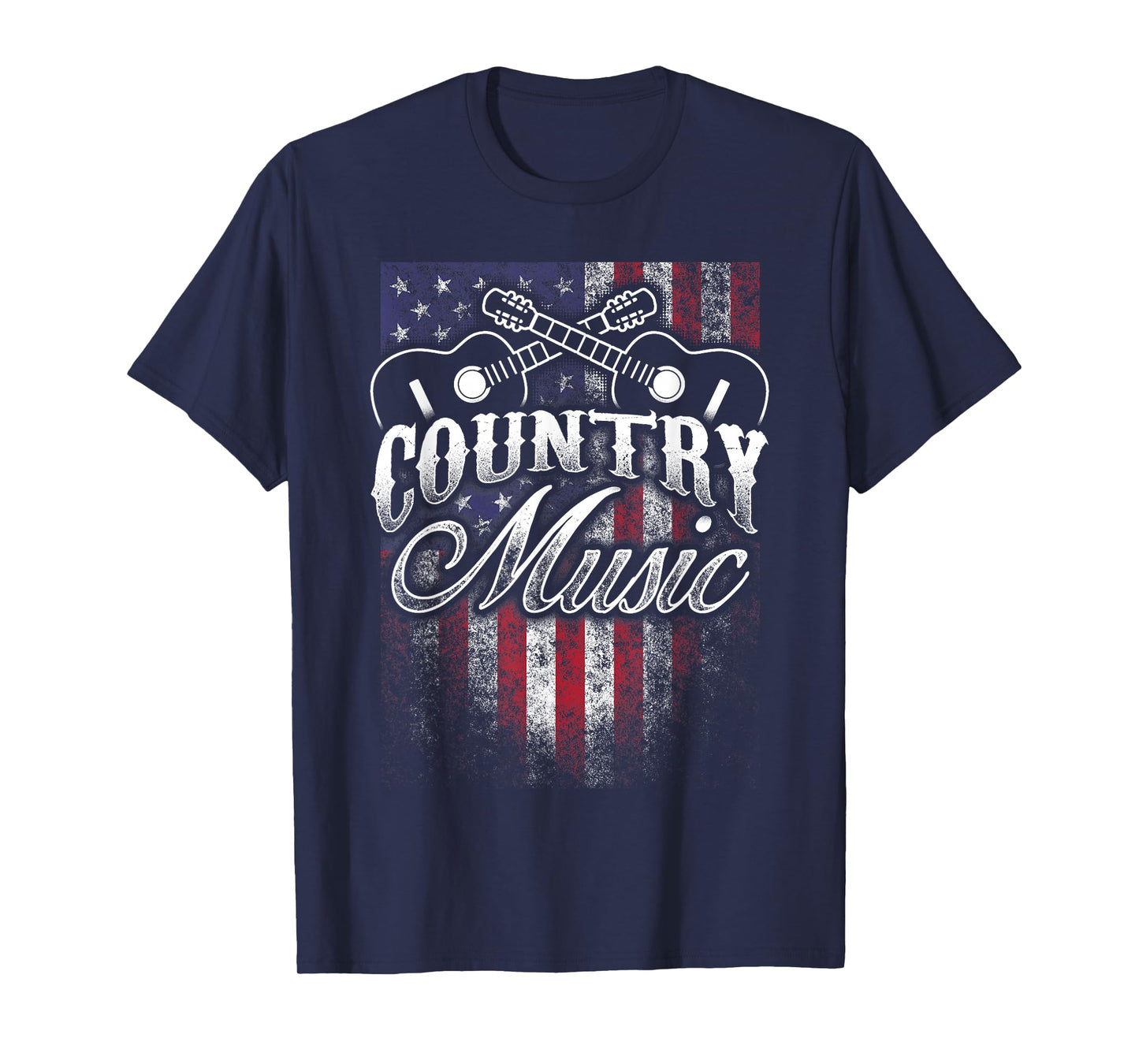 Country Music Guitar & American Flag Western Design T-Shirt