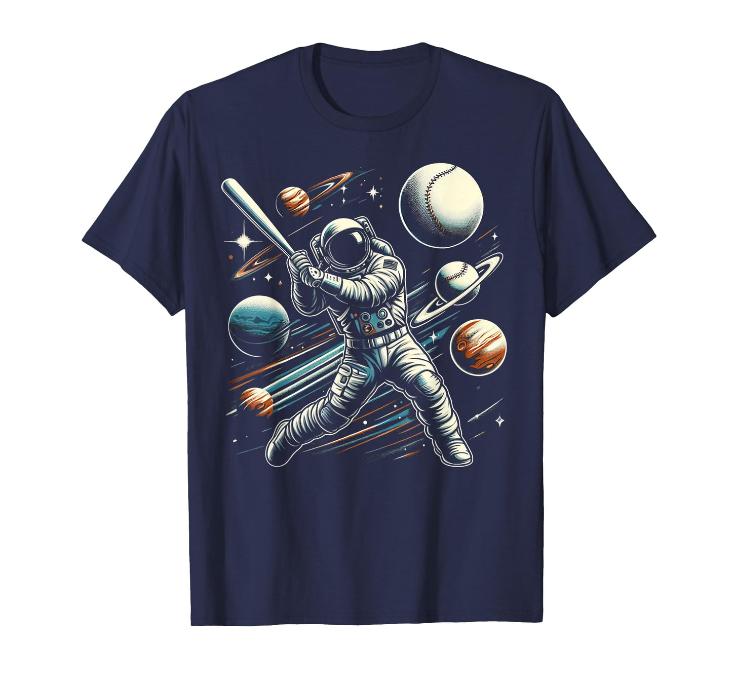 Baseball Astronaut Astronomer Planets Universe Outer Space T-Shirt
