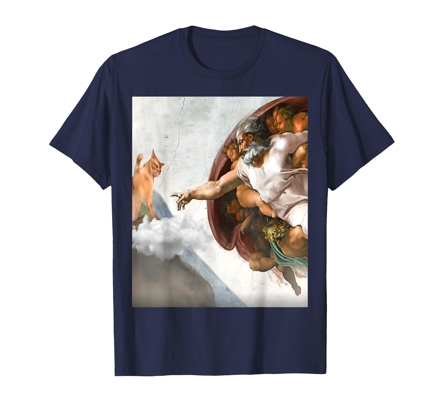 Funny Creation of Cat Meme, by Michelangelo Men Women T-Shirt