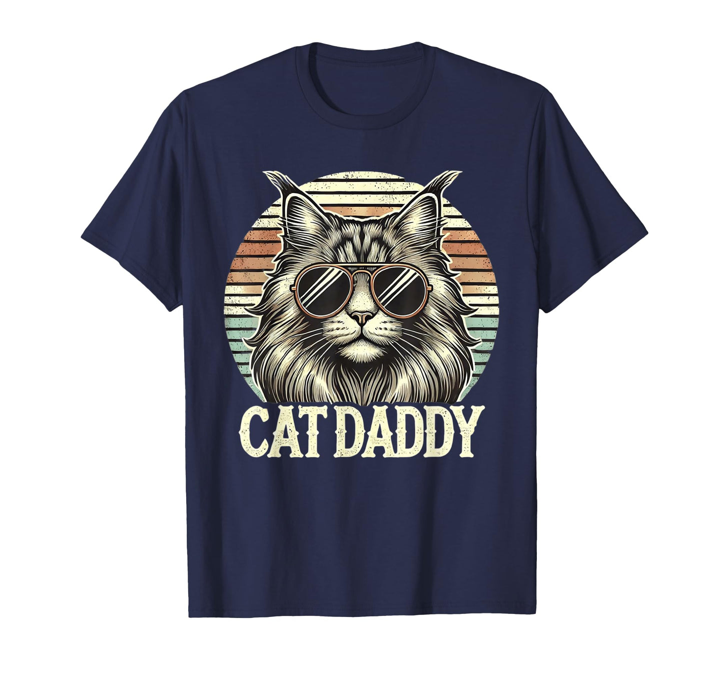 Cat Daddy Cool Maine Coon Cat Father's Day Retro Cat Dad T-Shirt