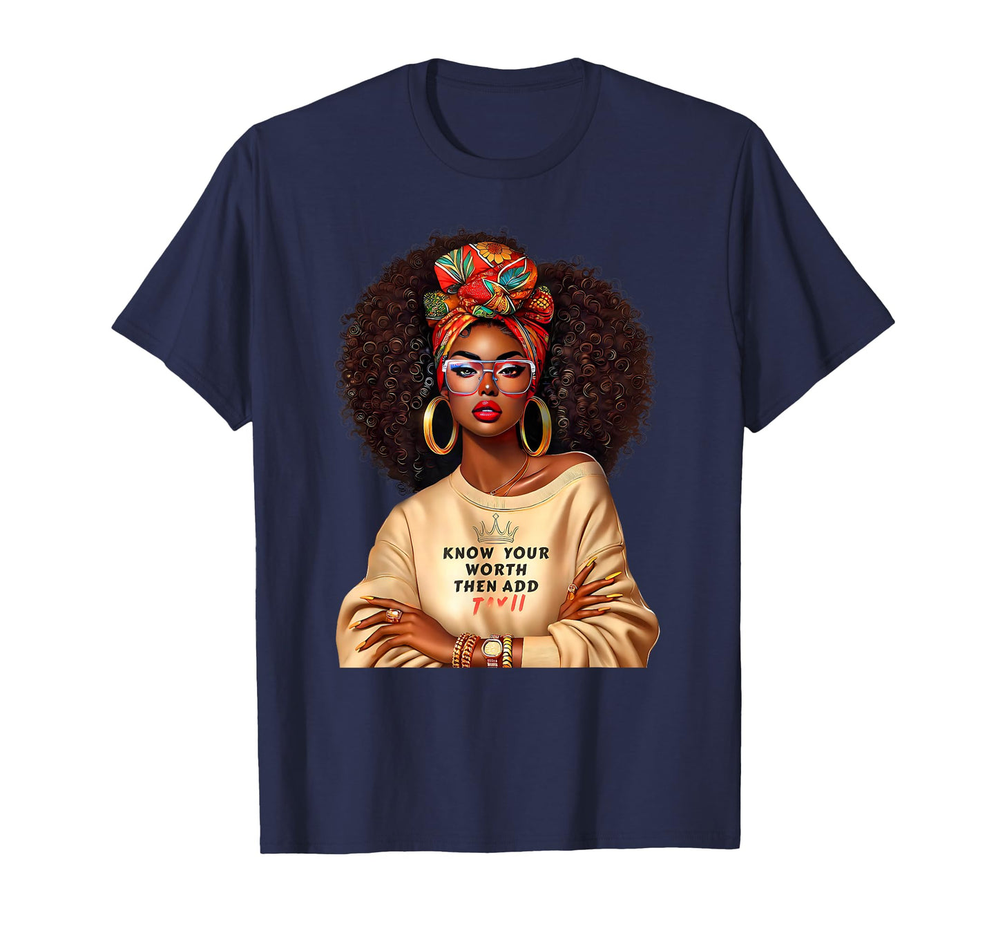 Afro Queen Black Woman African Melanin Black History Month T-Shirt