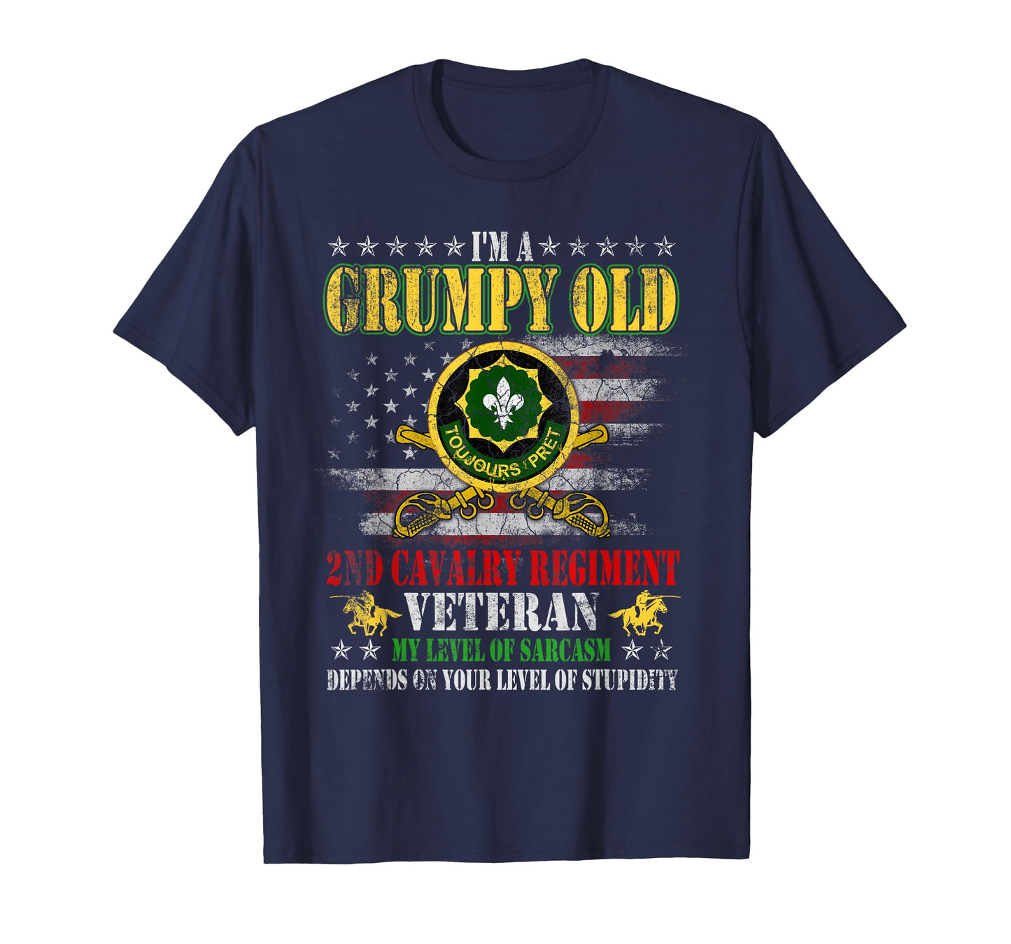 I'm A Grumpy Old 2nd Armored Cavalry Regiment Veteran Flag T-Shirt