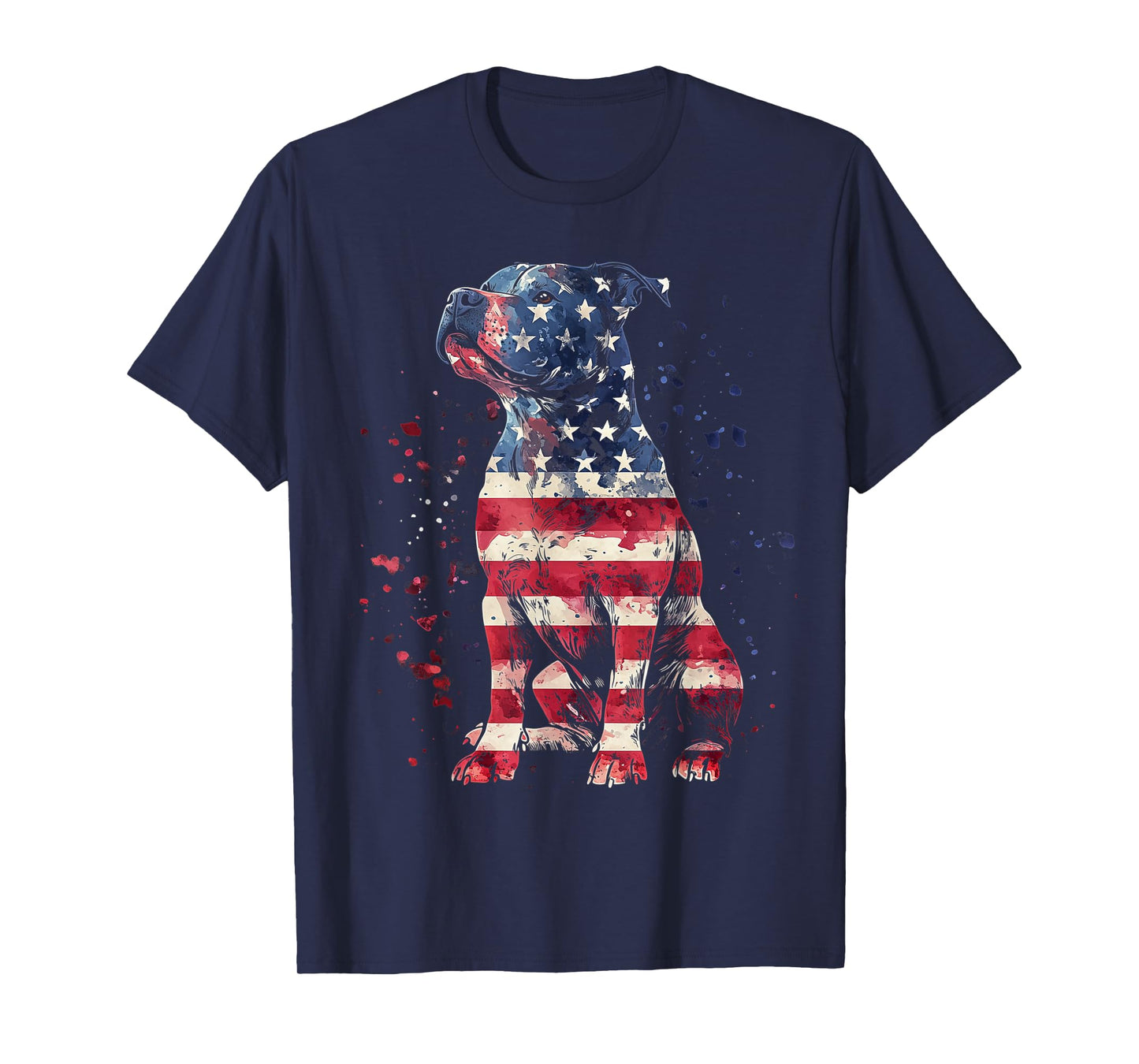 Patriotic Pitbull American Flag 4th of July Dog Pitbull Dad T-Shirt