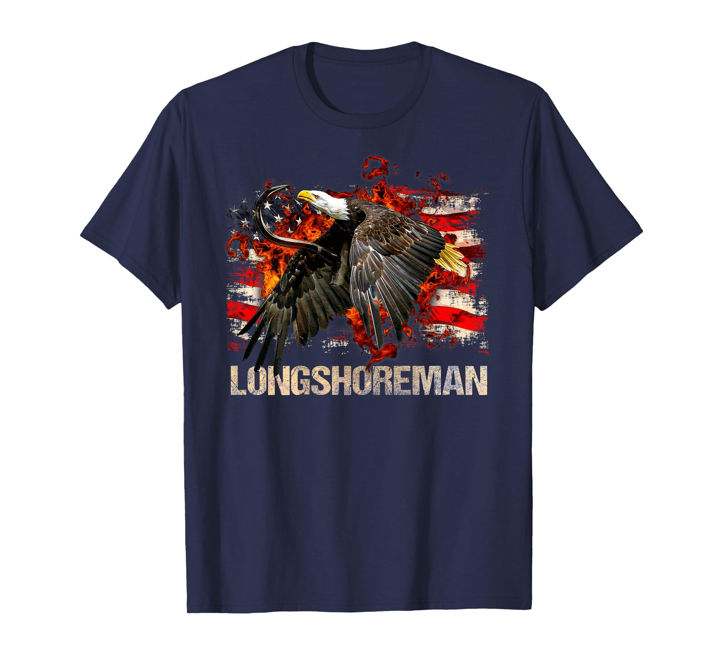 Longshoreman Gifts Patriotic Design On Back Of Clothing T-Shirt