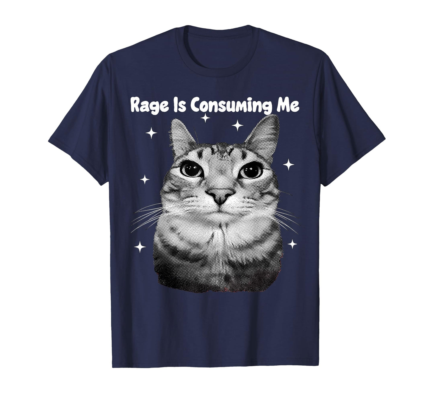 Y2K Cat Rage is Consuming Me Silly Staring Cat Meme Silly T-Shirt