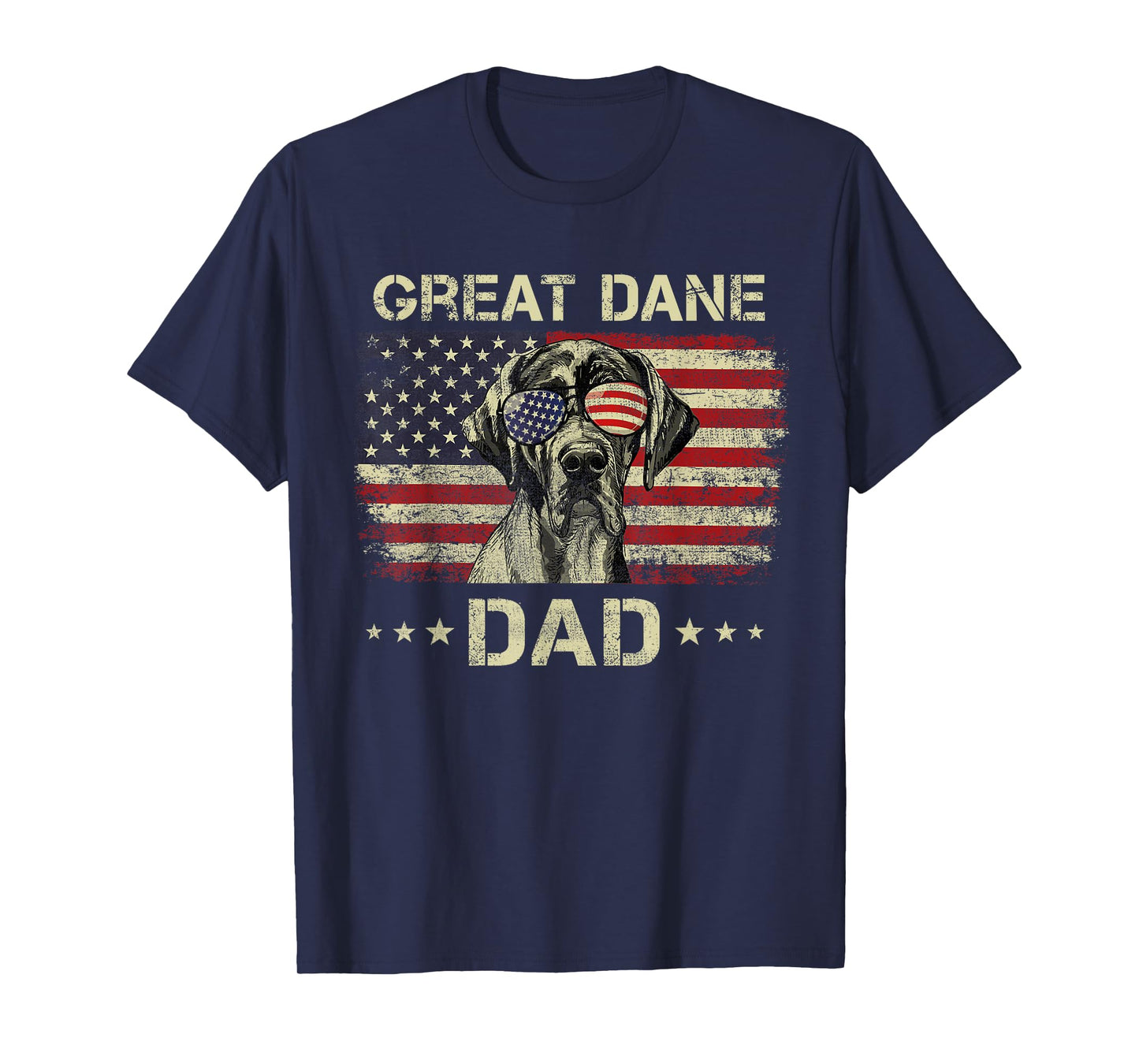 Great Dane Dad Dog Lovers American Flag 4th Of July T-Shirt