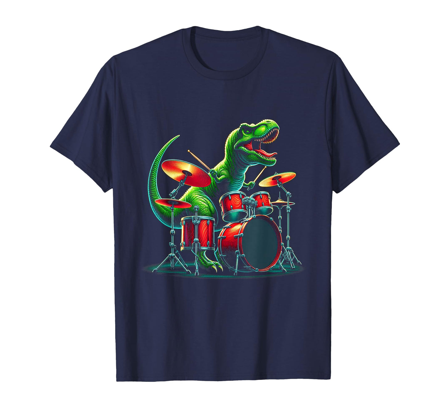 Cool Dinosaur Drummer - Boys Girls Kids Drummers T-Shirt