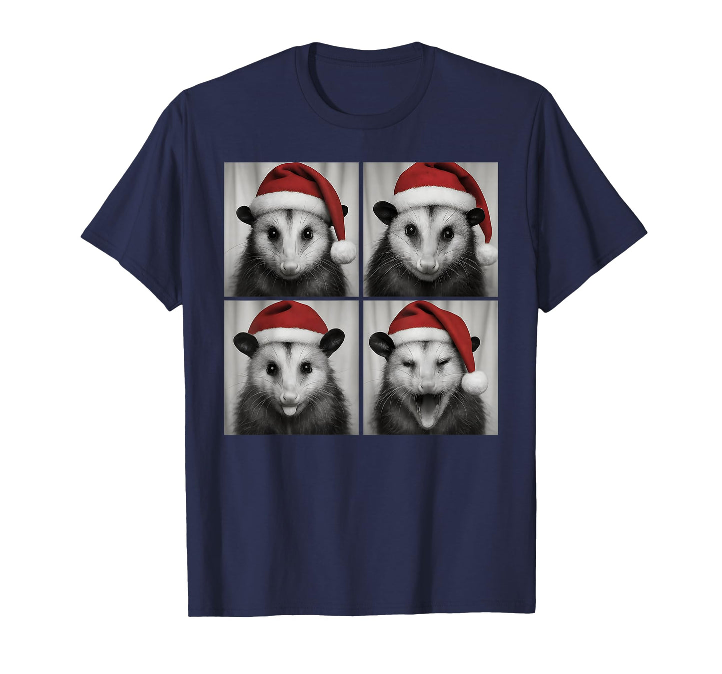 Funny Christmas Opossum Santa Photo Booth T-Shirt