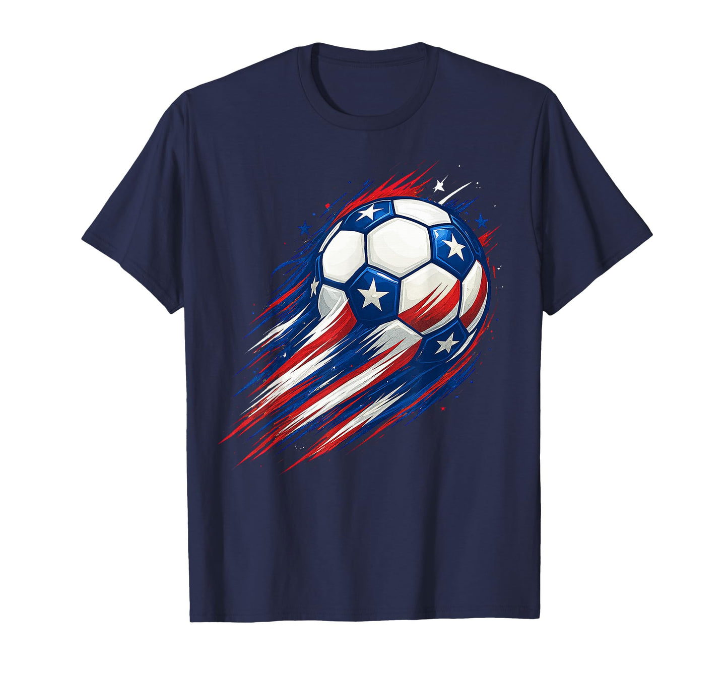 Red White and Blue Soccer Ball Patriotic Fourth of July Boys T-Shirt