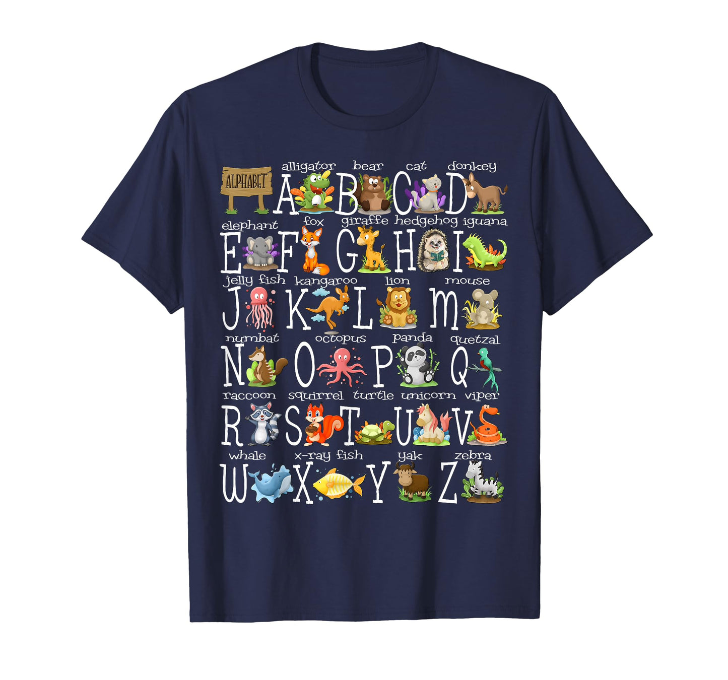 Alphabet Animals Back to School Pre-K Kindergarten Teacher T-Shirt