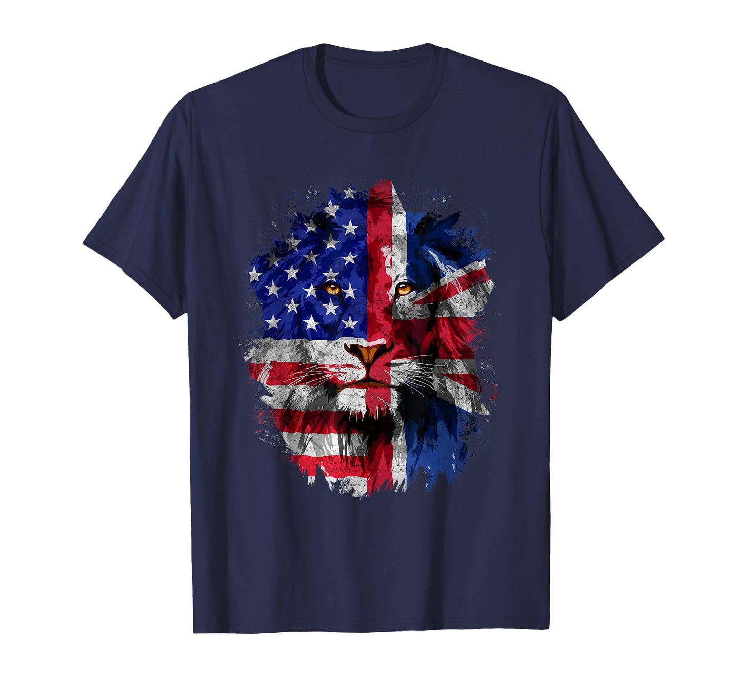 Vintage British American Flag Lion Union Jack & USA Flag T-Shirt