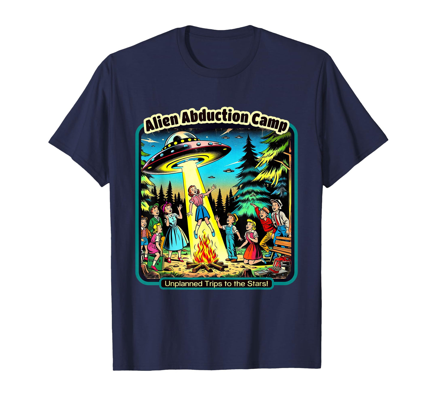 Funny Vintage Alien Abduction Camp UFO Alien T-Shirt