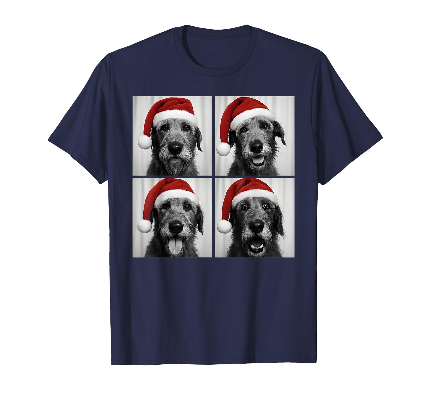 Funny Christmas Irish Wolfhound Santa Dog Lover Photo Booth T-Shirt