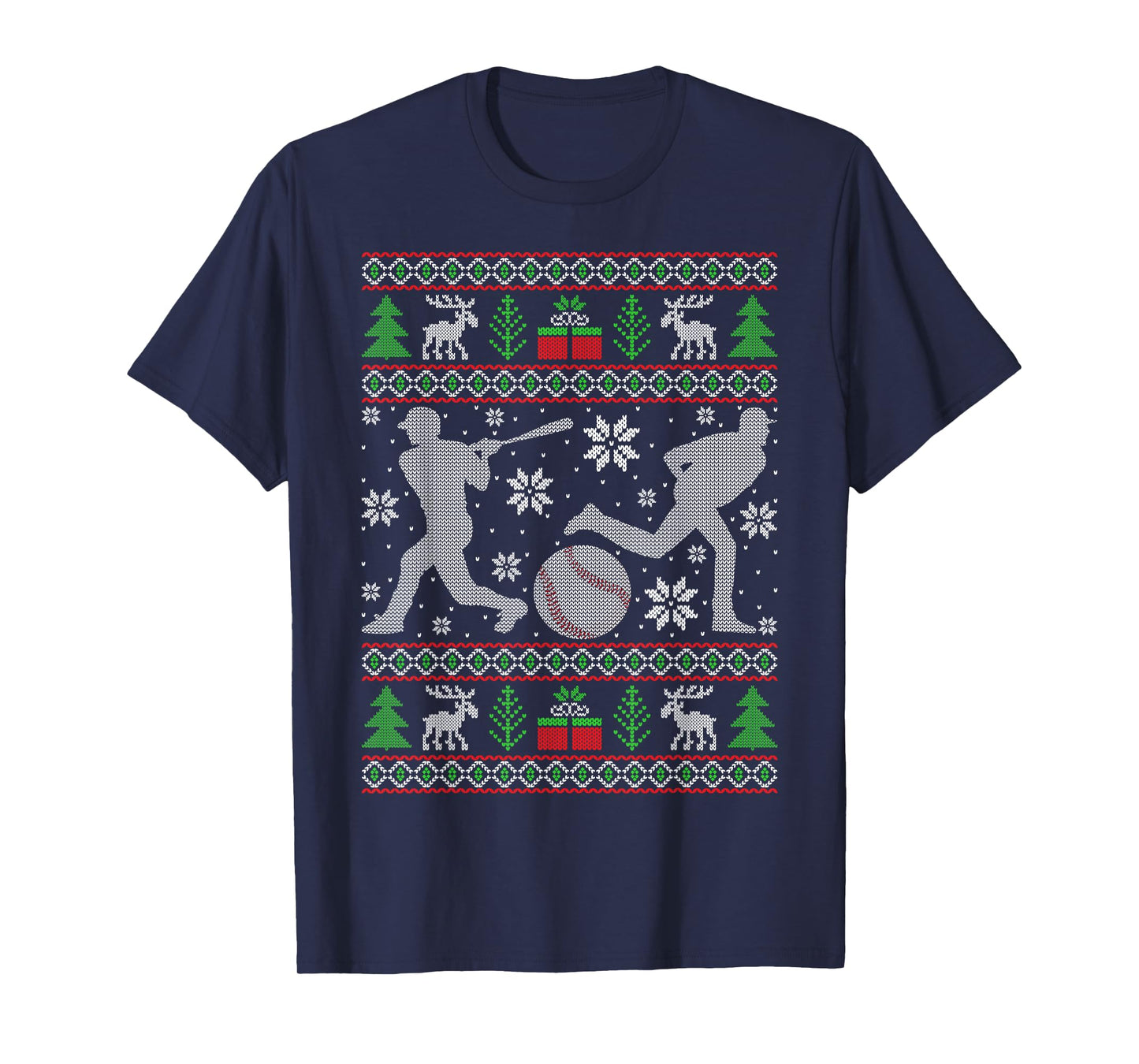 Baseball Christmas Pajama Funny Xmas PJs Men Women Teens T-Shirt