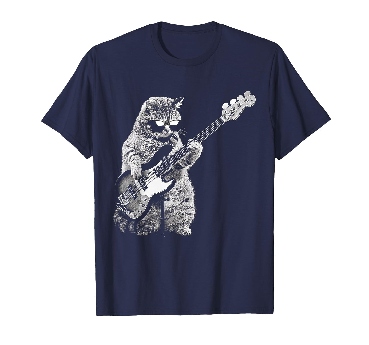 Rock Cat Playing Guitar Funny Guitar Cat T-Shirt