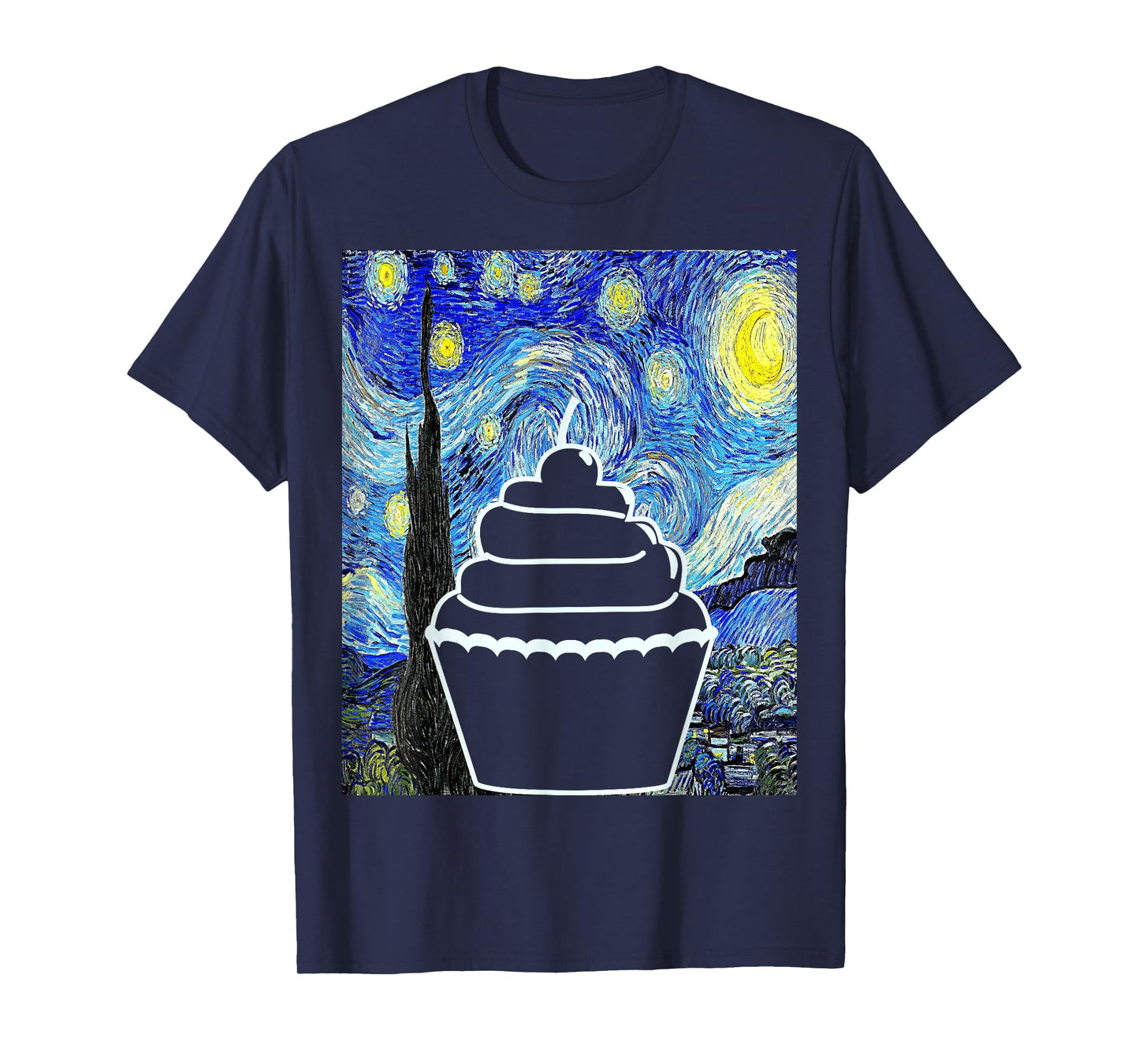 Cupcake Starry Night Cupcake Lover Baking Painting T-Shirt
