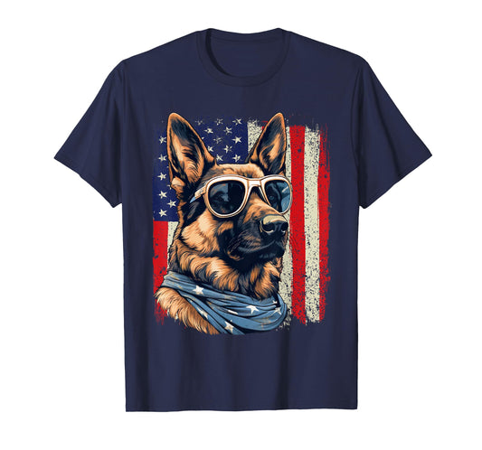 Patriotic German Shepherd American Flag 4th Of July Shepherd T-Shirt