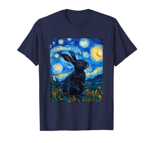 Cute Bunny Rabbit - Van Gogh Style - Starry Night T-Shirt