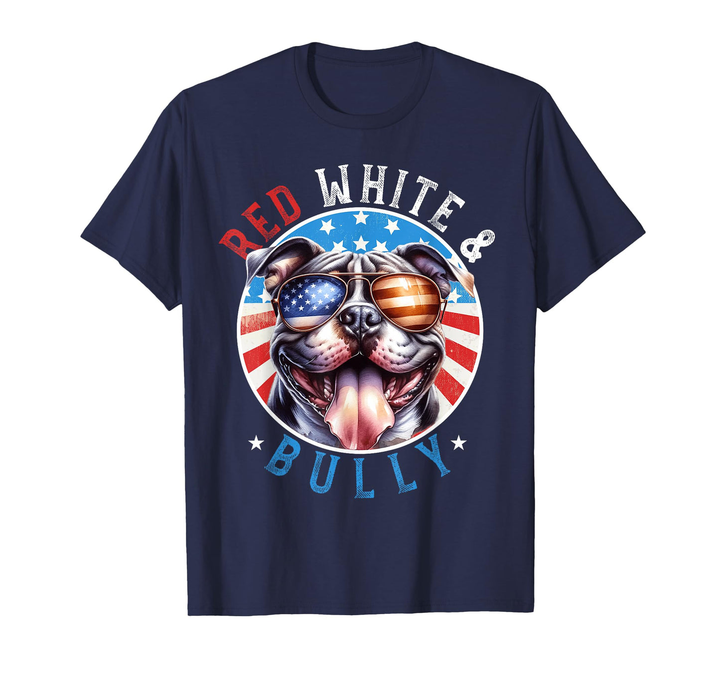 American Bully Dog 4th of July Red White and Bully Lovers T-Shirt